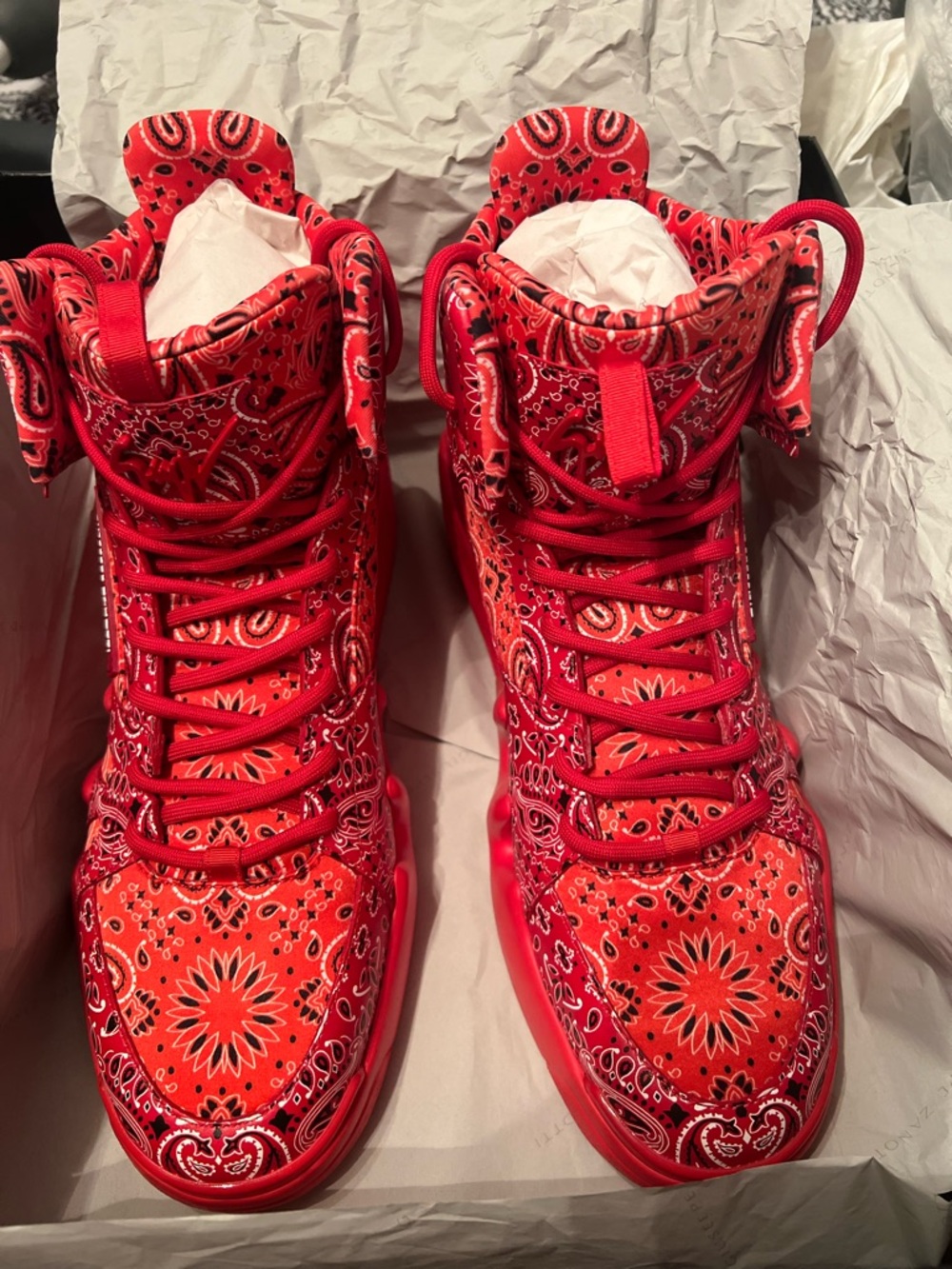 Giuseppe Zanotti Red Paisley High-Top Sneakers Mens US 9